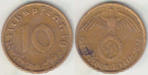 1938 A Germany 10 Pfennig A001891.
